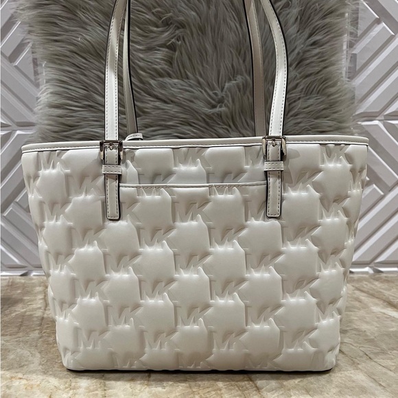 MICHAEL Michael Kors $378 JET SET MD OPTIC WHITE CARRYALL BAG HANDBAG PURSE. NWT - Picture 9 of 14
